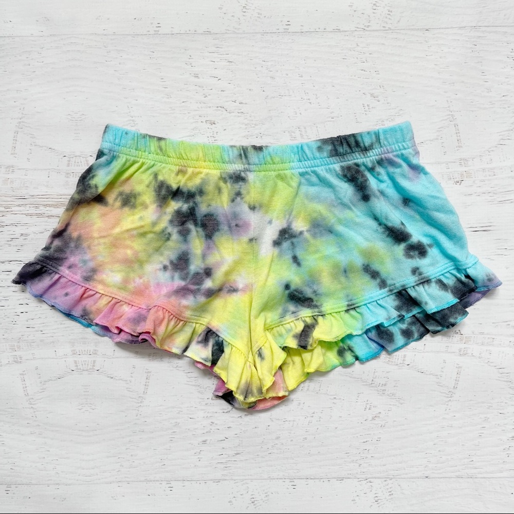 Tie Dye Rainbow Ruffle Shorts Size Large 14